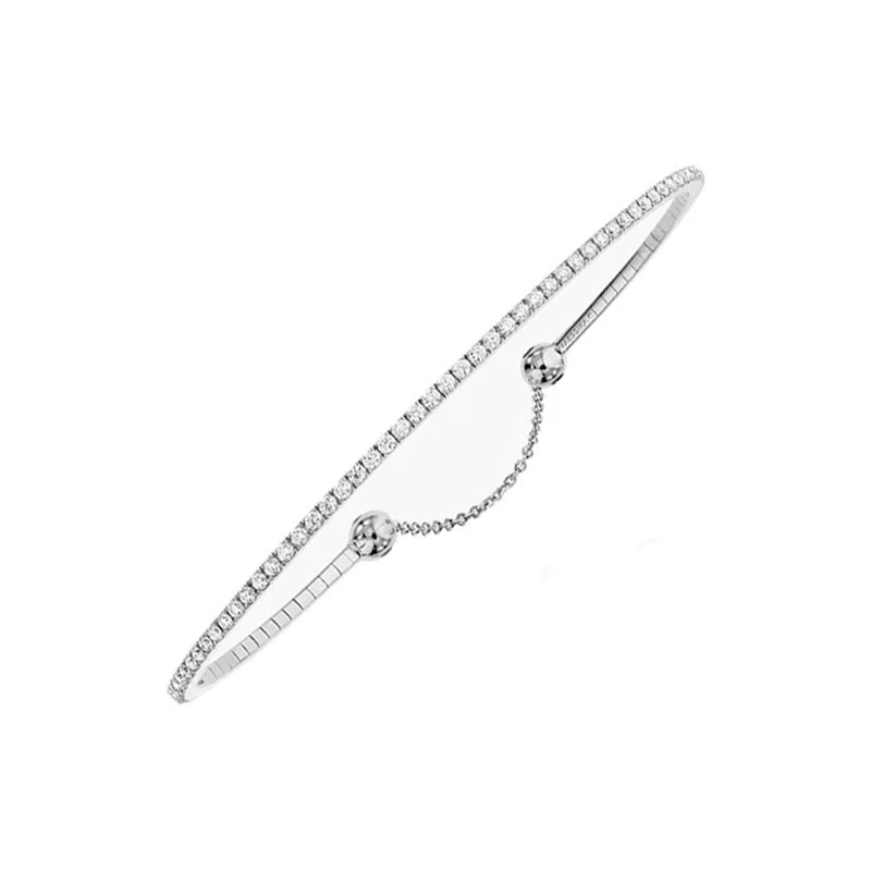 Skinny Classique 18ct White Gold Lab Grown Round Brilliant Cut Diamond Bracelet 1
