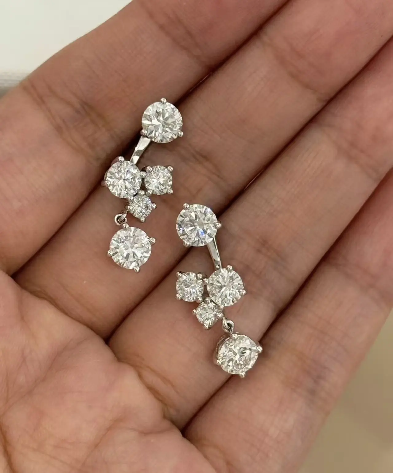 ZKZ Fine Jewelry Elegant 18K White Gold Lab Grown Diamond Earrings For Women 1