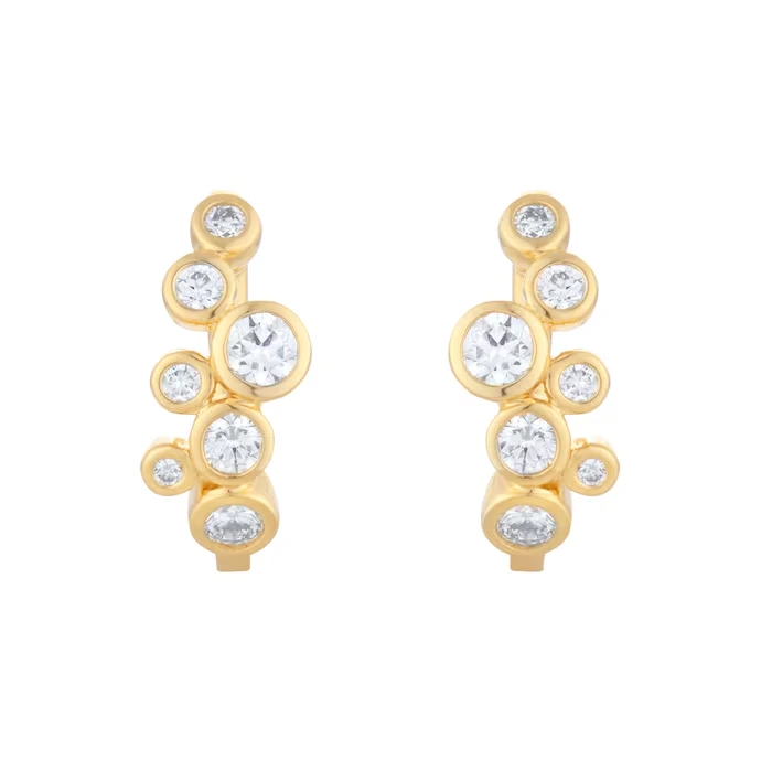 18ct Yellow Gold Lab Grown Round Brilliant Cut Diamond Hoop Earrings 1