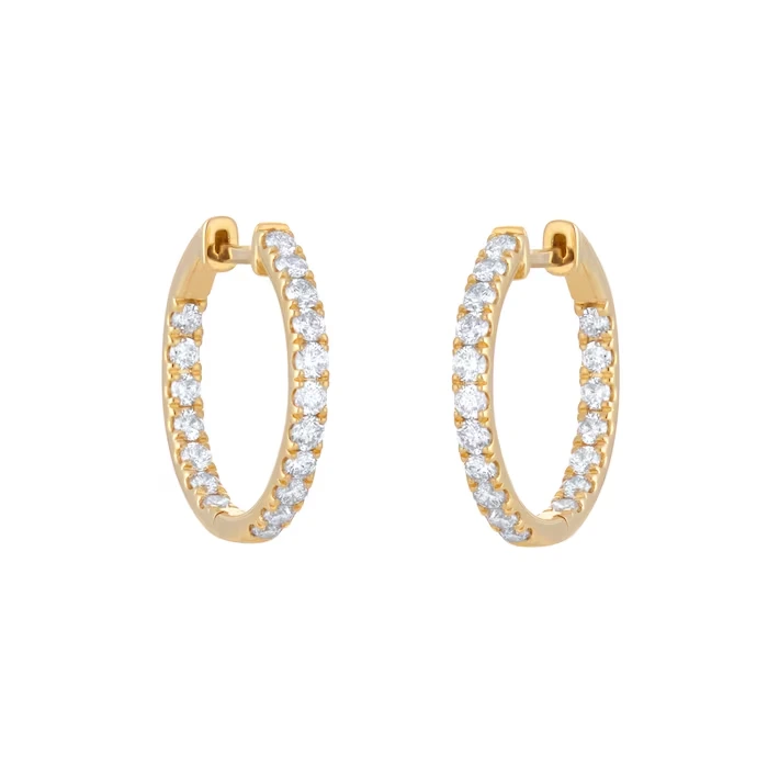 ZKZ Jewelry 18K Yellow Gold Round Shape Diamond Hoop Earrings DEF VVS Lab Grown Diamonds 1