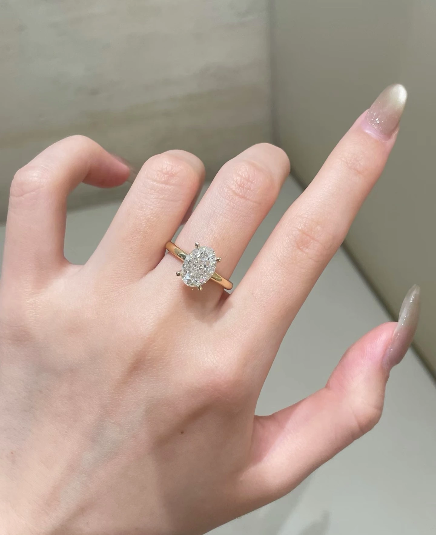 18K Yellow Gold Oval-Cut Lab-Grown Diamond Engagement Ring 1