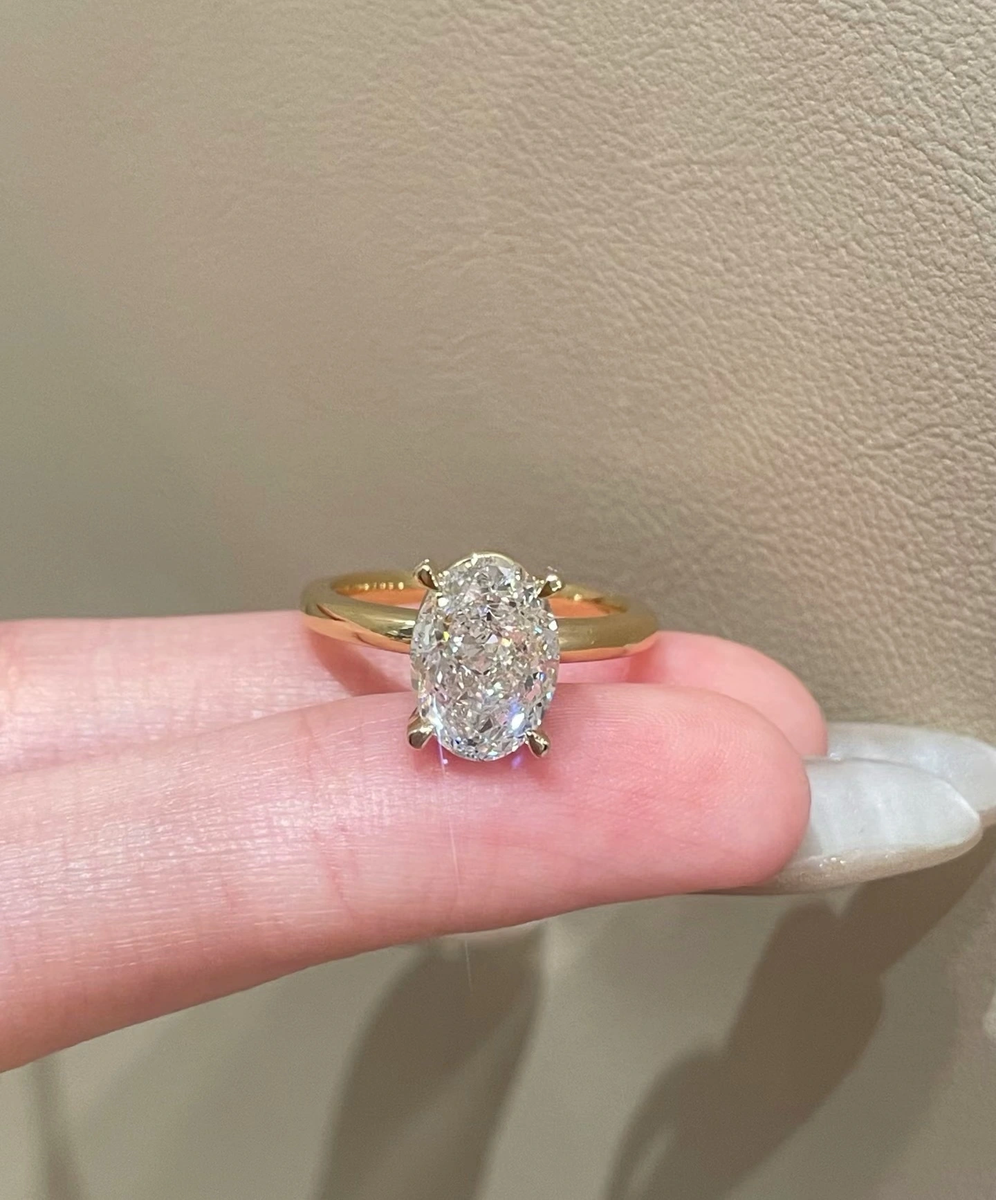 ZKZ Jewelry 18K Yellow Gold Lab Diamond Ring Oval Cut ring With IGI certification For Women 1