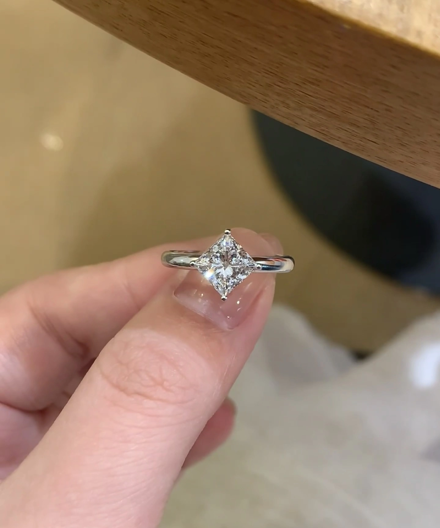 18K Lab Diamond Ring 1ct Princess Cut Ring Customized engagement ring with IGI certificate 1