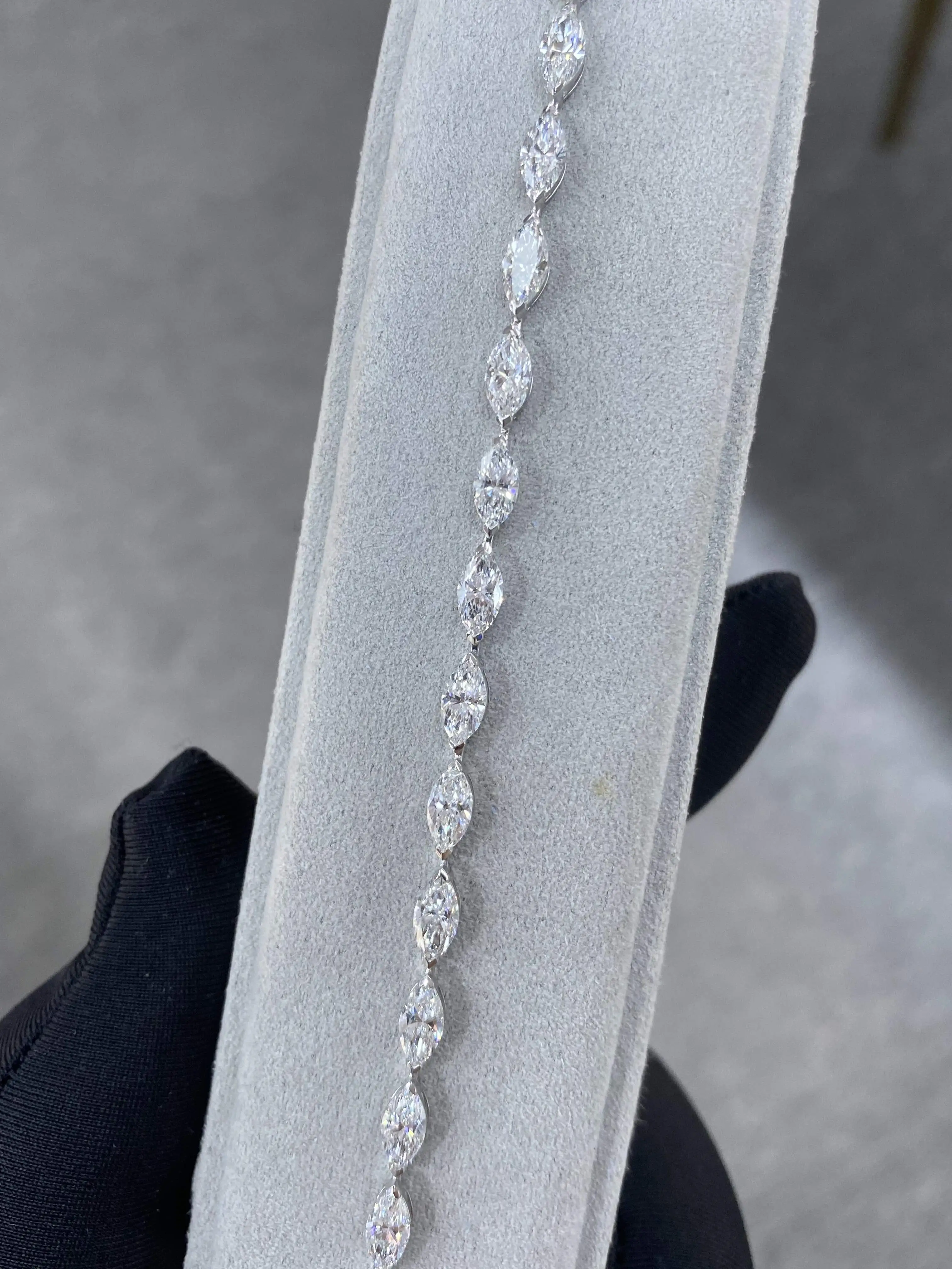 18K Lab Diamond Bracelet 6.47ct Marquise customizes tennis bracelets with IGI certification 1
