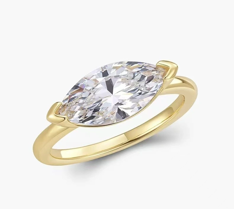 Bague ZKZ Jewelry en or jaune 18 carats avec diamant de laboratoire taille marquise et certification IGI pour femme 1