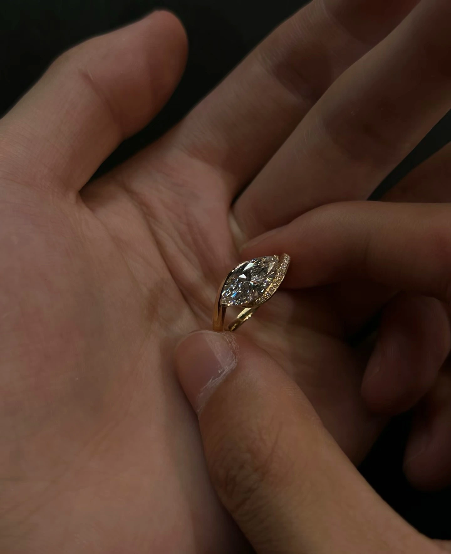 18ct Yellow Gold Marquise Cut High Clarity Lab Grown Diamond Ring 1