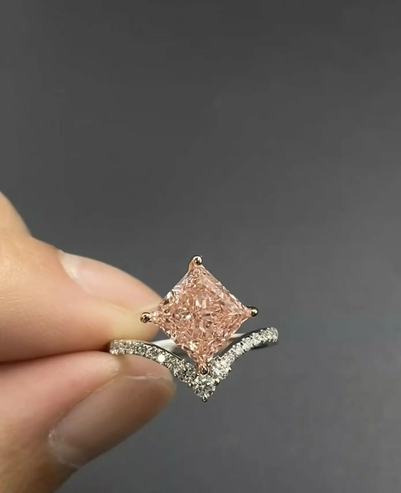 ZKZ Custom Fine Jewelry Luxury 18K White Gold High Quality Lab Grown Diamond Princess Ring 1