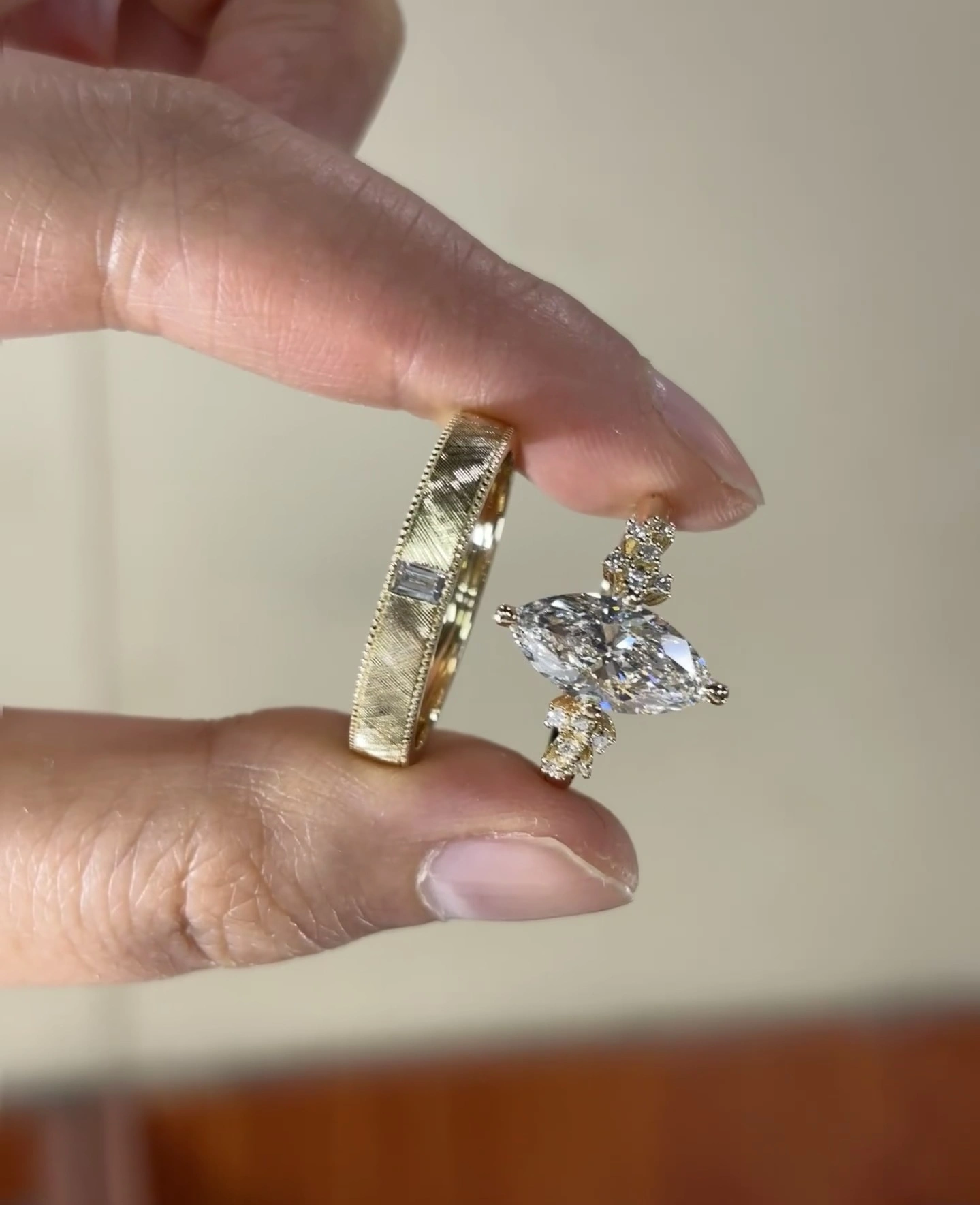 18K Lab Diamond Ring 2ct Marquise Ring Customized engagement matching ring with IGI certification 1