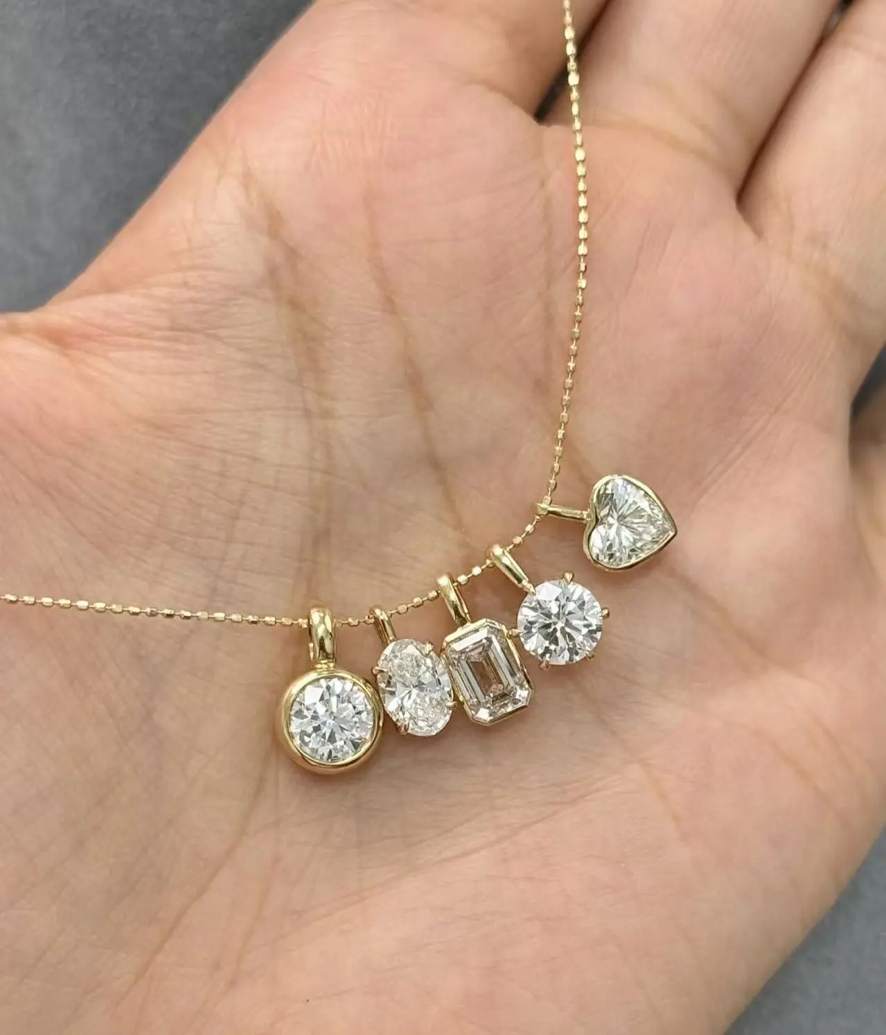 Custom 18k Yellow Gold Fancy Shaped Lab Grown Diamond Pendant With IGI Certified 1