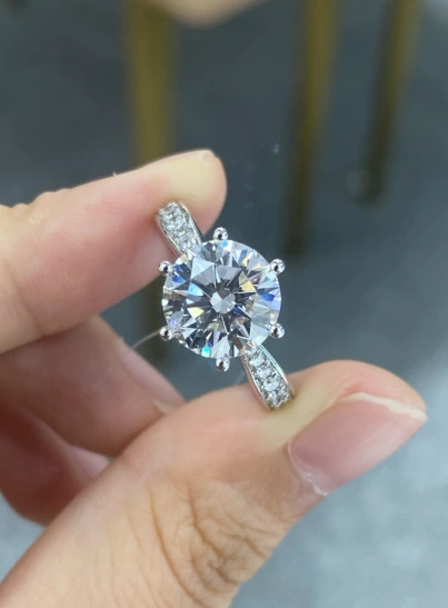 Classic 3 Carat Round Diamond Ring18K White Gold 6 Prongs Lab Diamond Wedding Ring Jewelry Women 1