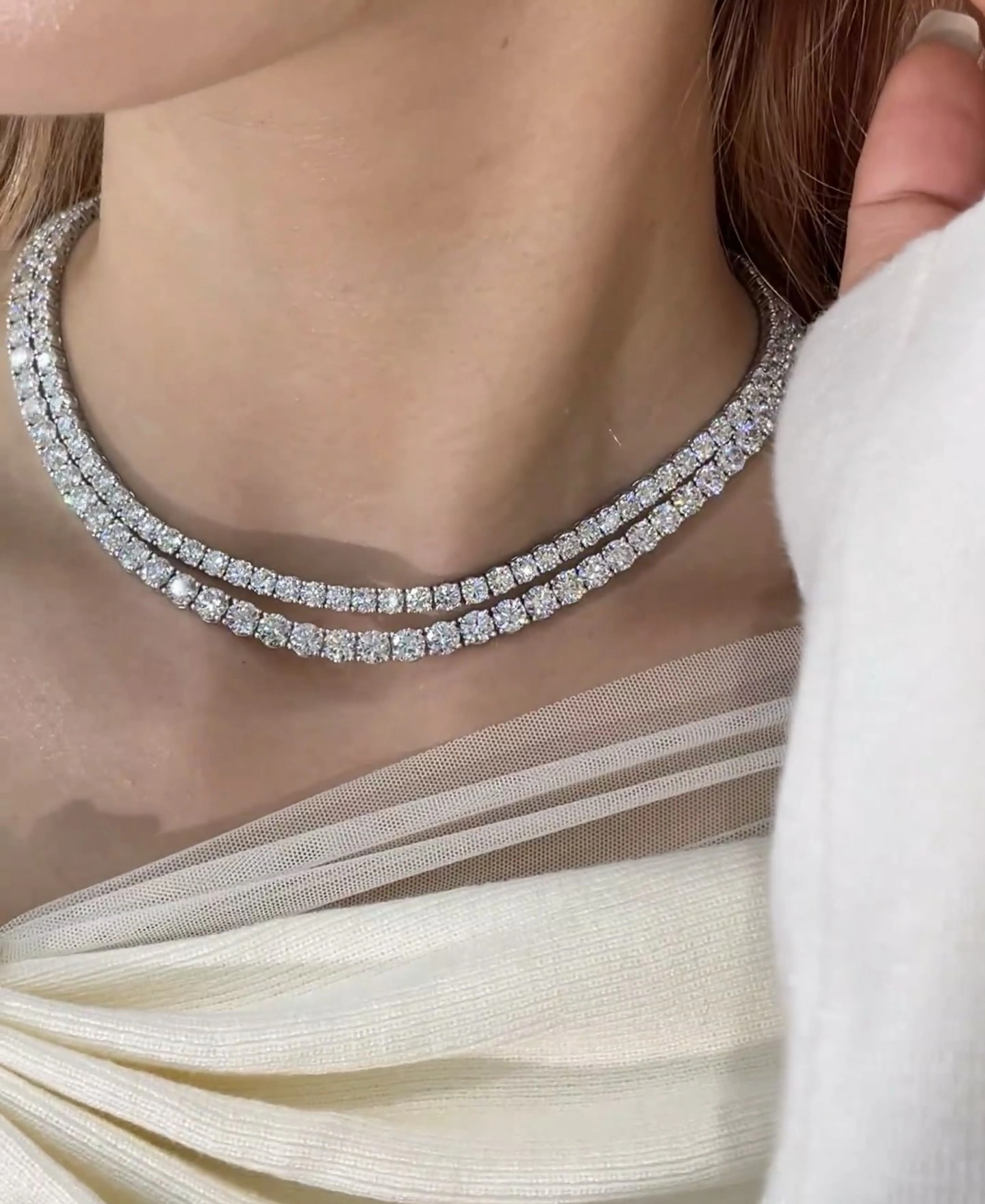 18K Lab Diamond Necklace 18.74ct Round Necklace Tennis Necklace with IGI certification 1