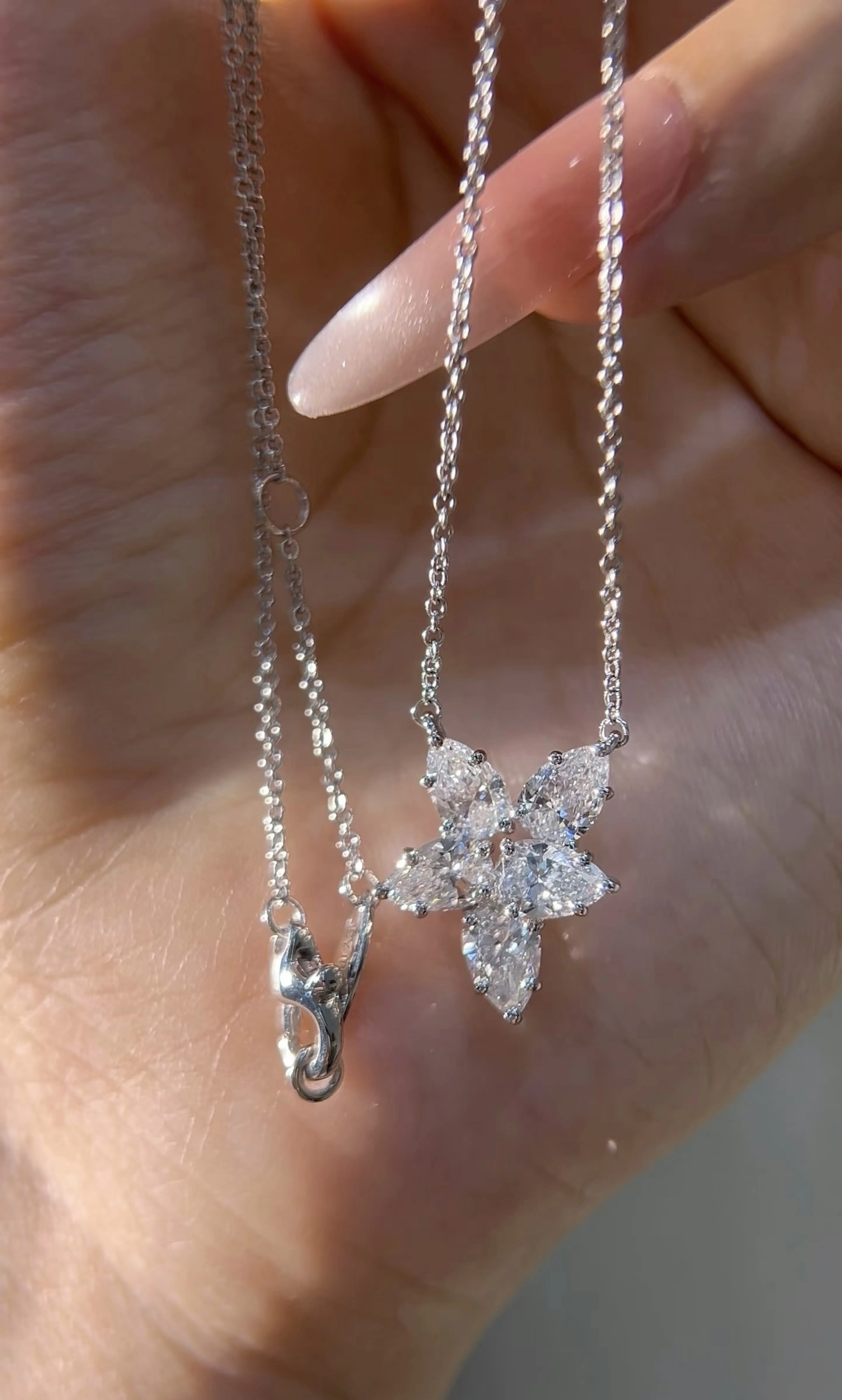 Botanical Cluster Necklace - Crafted in 18K White Gold 1