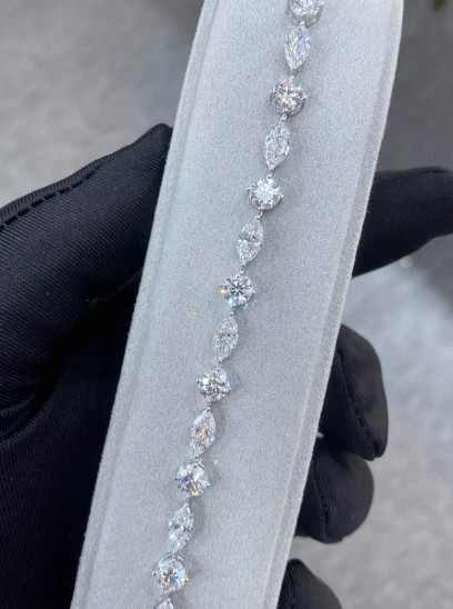10.24 Ct Pt950 Full Diamond Bracelet with Marquise & Round Cut Lab Grown Diamonds Luxury Tennis Bracelet 1