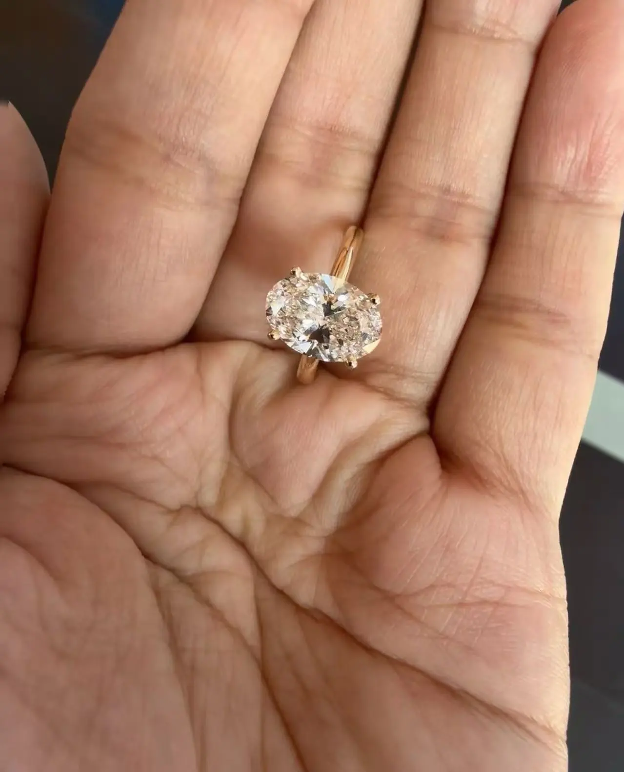 ZKZ Jewelry Classical Wholesale Price 18K Yellow Gold 3CT Lab Grown Oval Diamond Ring With IGI Certified 1