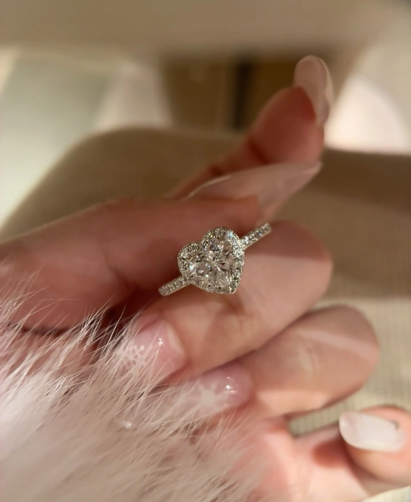 18K Lab Diamond Ring 2ct Heart Halo Ring Classic engagement ring Full-set inlaid ring VS 1