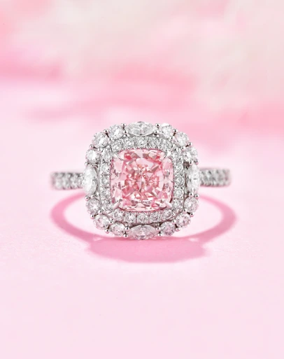 1.51Ct 18K White Gold Cushion Cut Lab Grown Sakura Pink Diamond Ring Engagement Ring Jewelry For Women 1