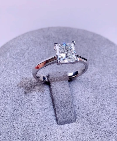 1.31Ct 18K White Gold Princess Cut Lab Grown Diamond Ring  Luxury Jewelry 1