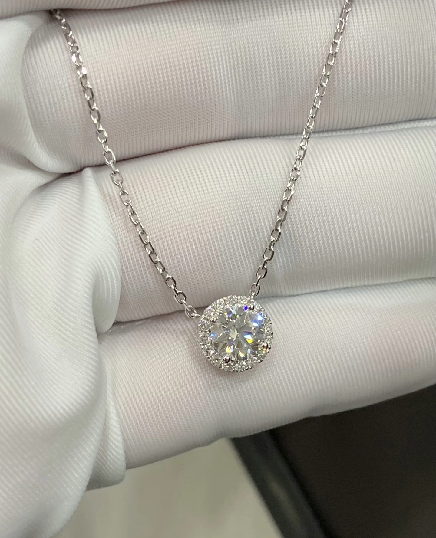 Classic Solitaire Lab-Grown Diamond Necklace in 18K White Gold 1