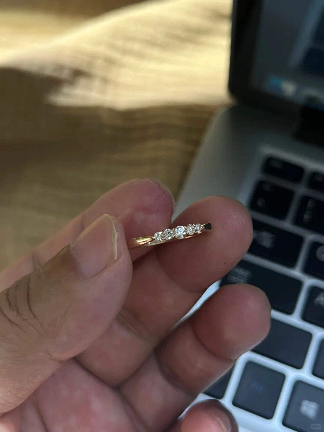 Delicate 18K Gold 5-Stone Eternity Band with Round Brilliant Cut Lab-Grown Diamonds, Versatile Stackable Ring for Wedding and Daily Wear 1