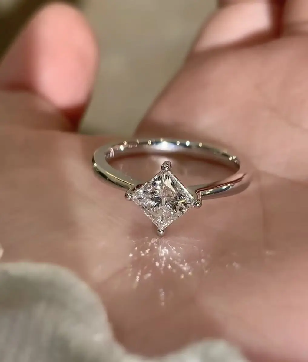 ZKZ Custom Jewelry Popular 18K White Gold Princess High Quality Lab Diamond Engagement Ring 1