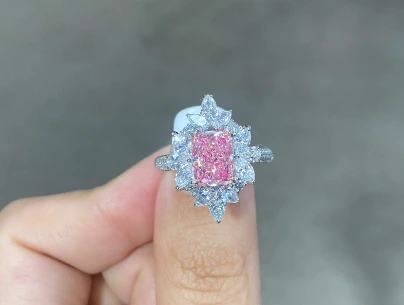 2.21ct Cushion Cut Lab Grown Pink Diamond Ring Luxuries Wedding Diamond Ring Gift For Wife Gold Ring For Women 1