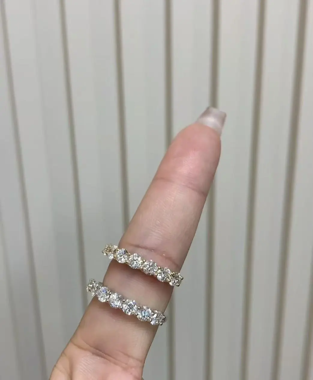 ZKZ Custom Jewelry Half Eternity Fashion Style 18K Yellow Gold Lab Diamond Ring Band 1