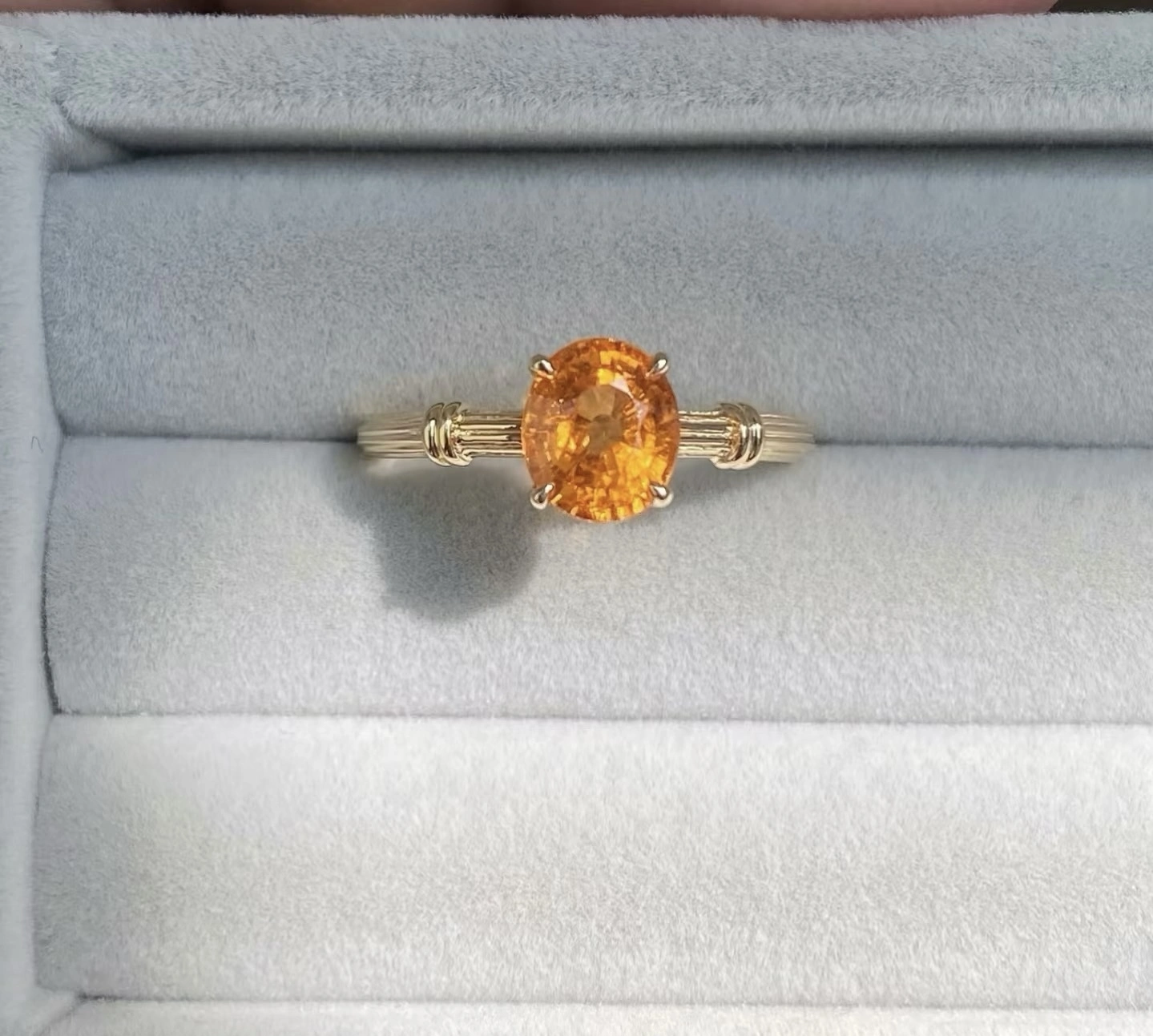 18K Yellow Gold Ring with Mandarin Orange Candy Fanta Garnet 1
