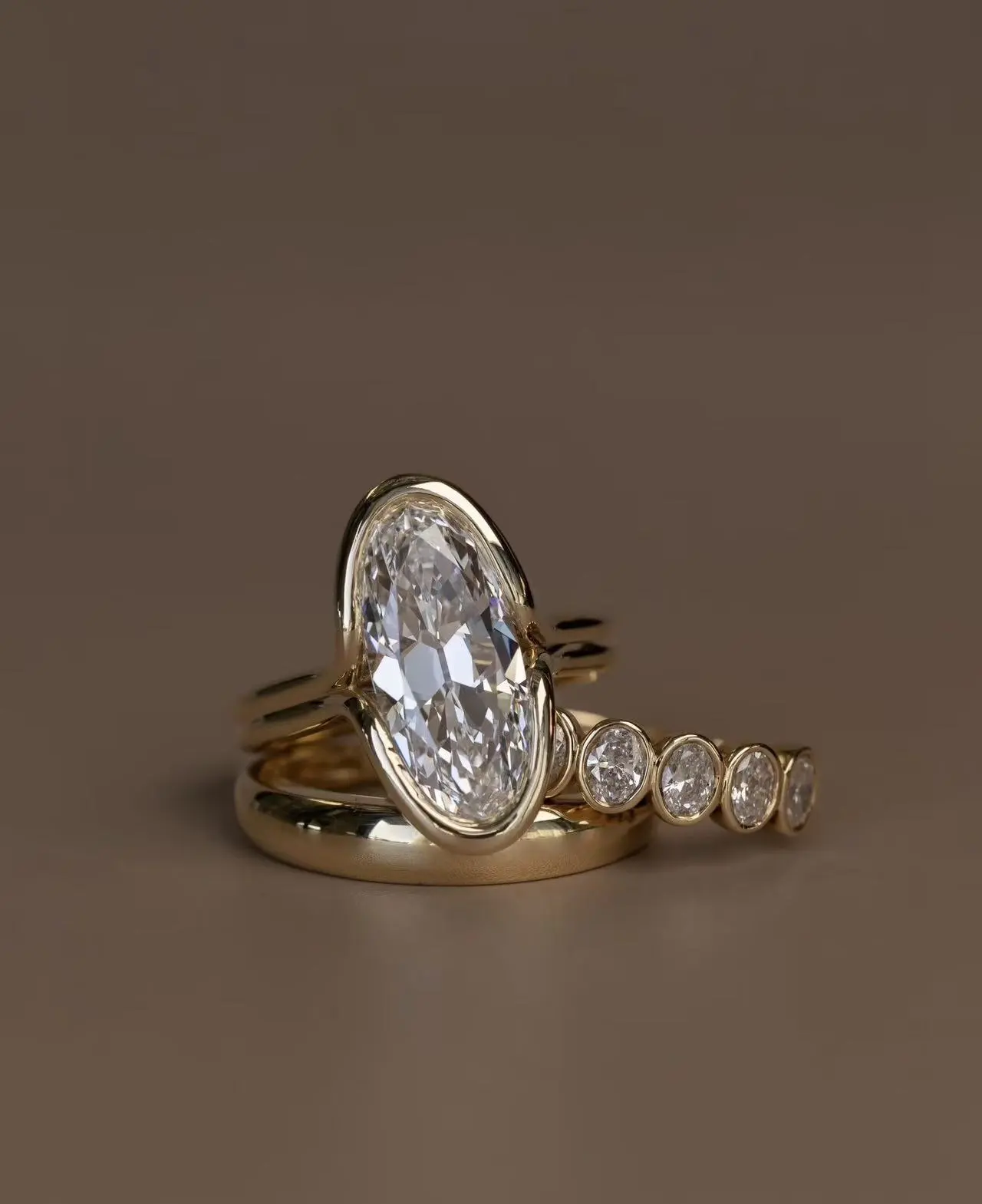 ZKZ Custom Jewelry 18K High Quality Oval Cut Lab Grown Diamond Ring Set With IGI Certified 1