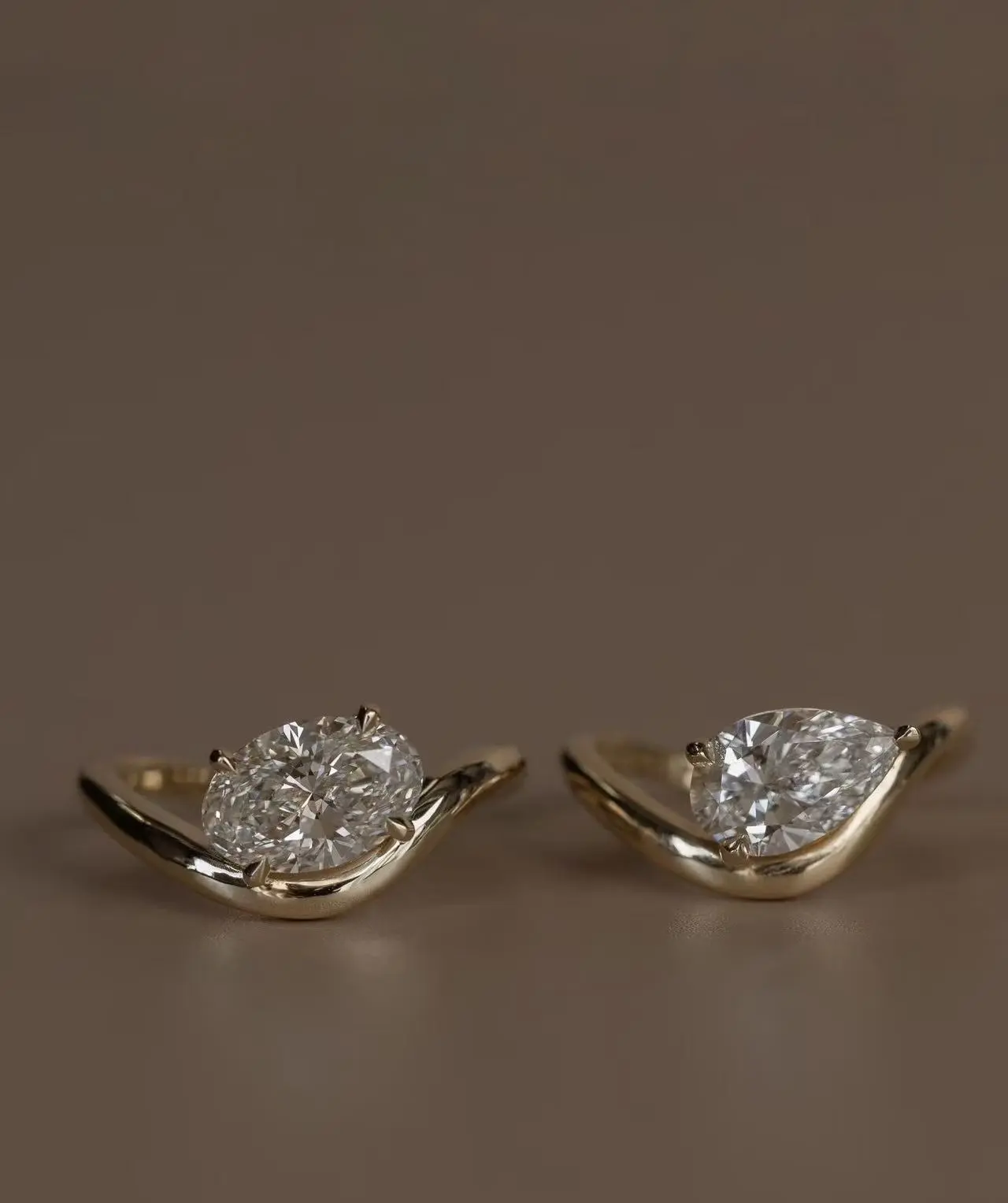 ZKZ Custom Jewelry 18K Yellow Gold Oval / Pear Cut Lab Grown Diamond Ring Engagement 1