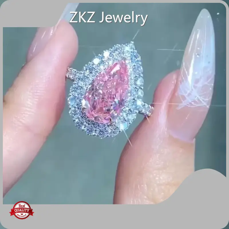 Lab Grown Pink Diamond Engagement Ring Custom Lab Diamond Ring Wholesale - ZKZ Jewelry 1