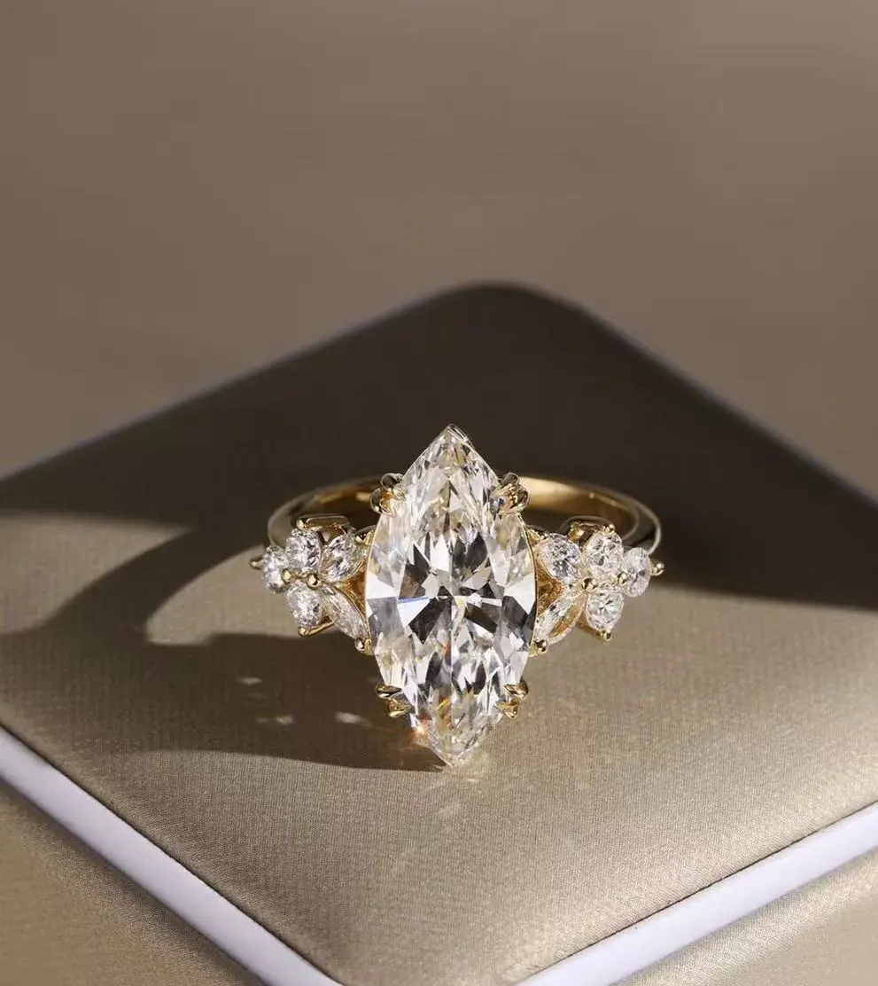 ZKZ Custom Jewelry 18K White Gold High Quality Marquise Lab Grown Diamond Engagement Ring 1