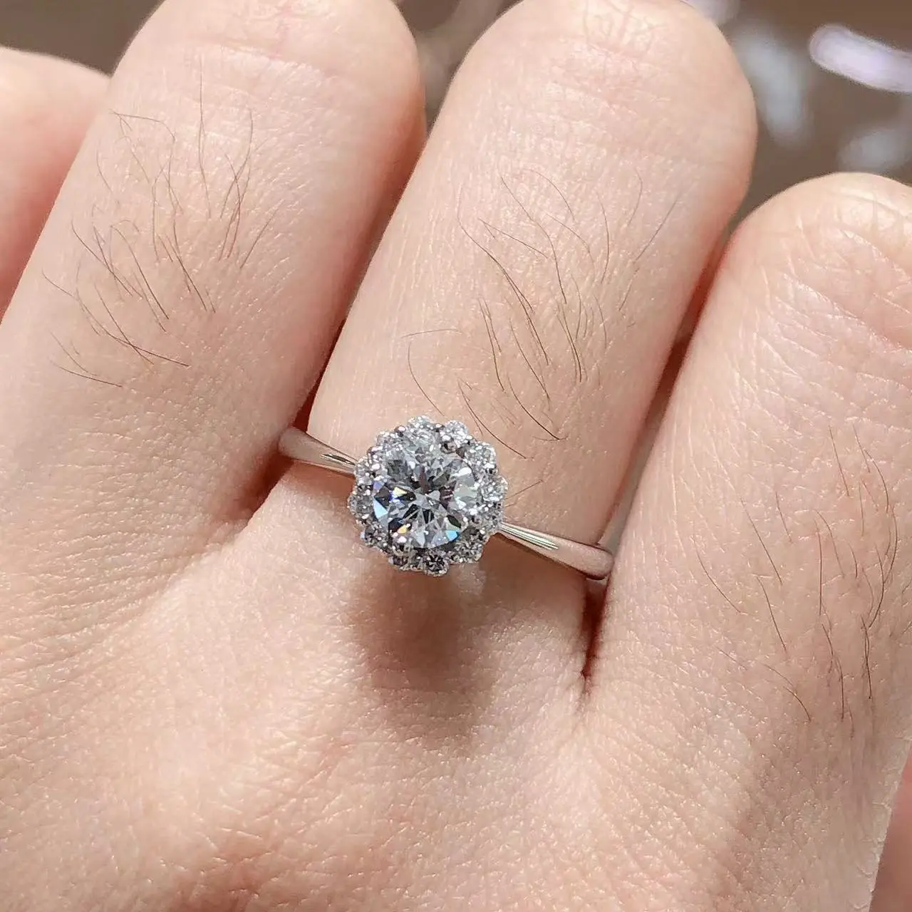 0.514ct Halo Engagement Ring | 18K White Gold 1