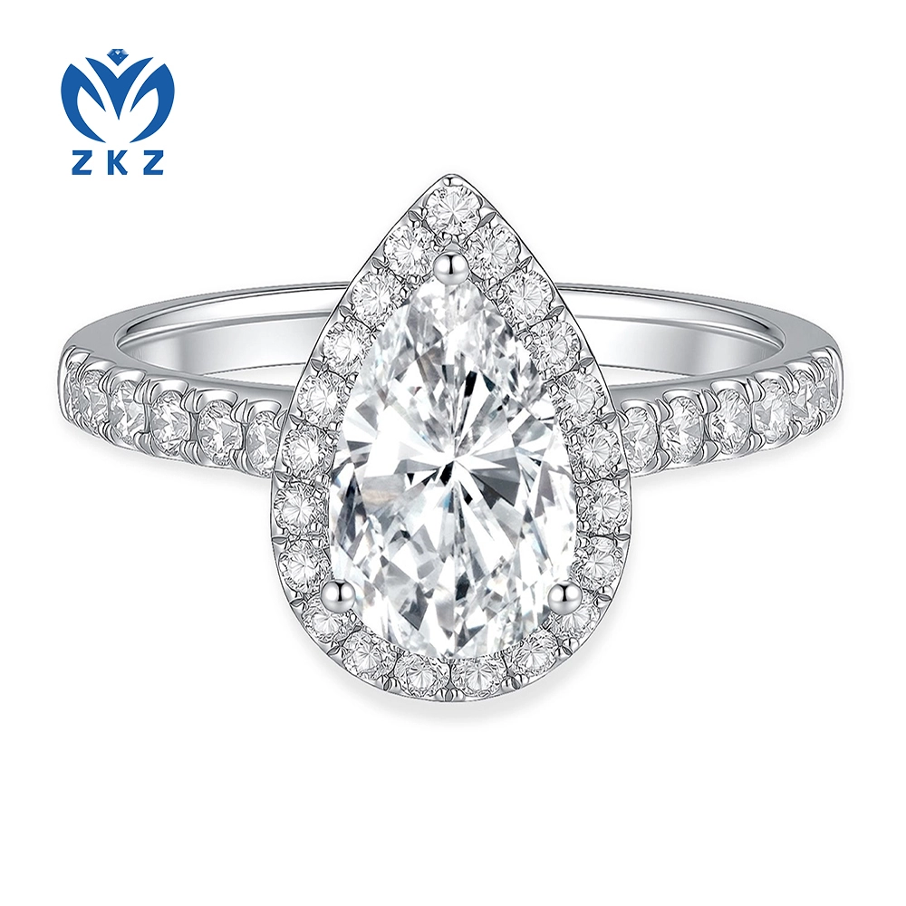 F VS1 Lab Grown Diamond Pear Halo Setting  Women's  RingSize US 7.25 1.63CT IGI Certified ZKL-07 1