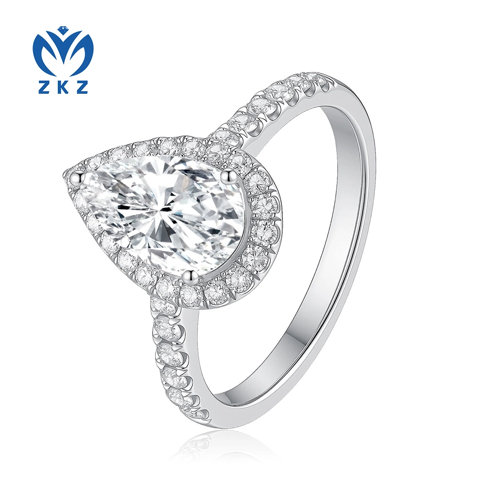 D VVS2 Lab Grown Diamond Pear Halo Setting  Women's  RingSize US 6.75  1.61CT IGI Certified ZKL-07 1