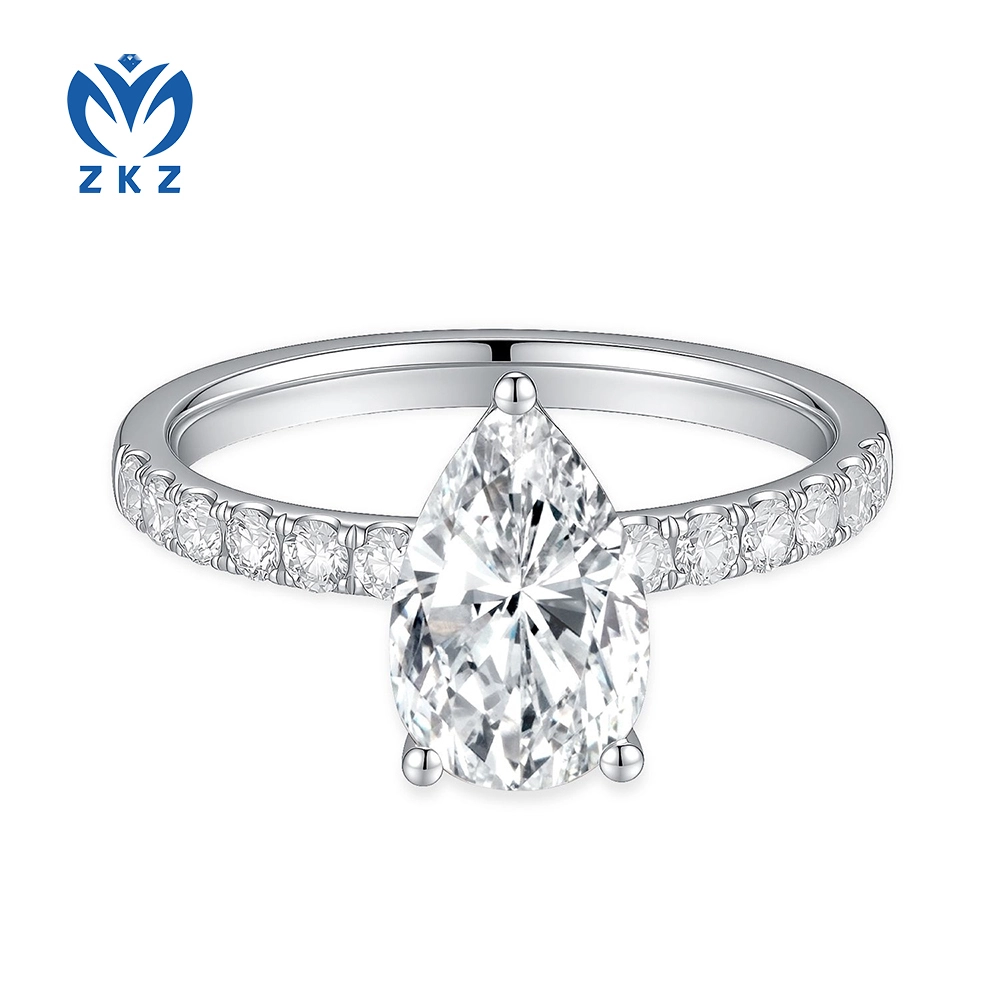 E VVS2 Lab Grown Diamond Pear Band With Diamonds Women's  Ring Size US5.75  1.53CT IGI Certified ZKL-10 1