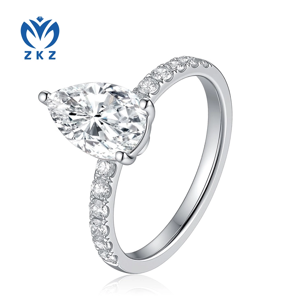 1.59CT E VVS2  Lab Grown Diamond Pear Halo Setting  Women's  Ring Size US 6.25  IGI Certified ZKL-10 1