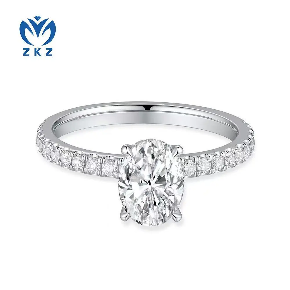 1.15ct E VVS1,18K White Gold Oval Full Diamond Engagement Ring, US Size 5.75,  ZKL-17 1