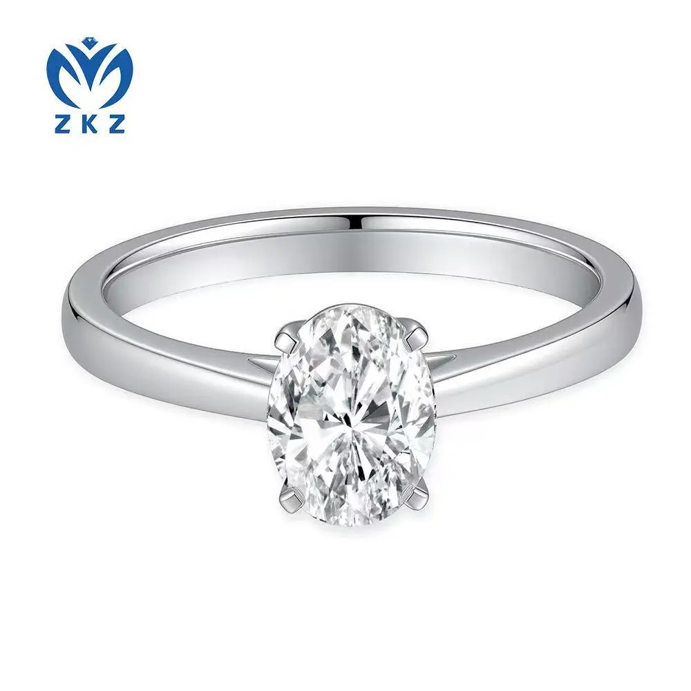 1.05ct E VVS1 Oval Four Prong Women's Ring18K White Gold Engagement ring Size US 6 ZKL-19 1