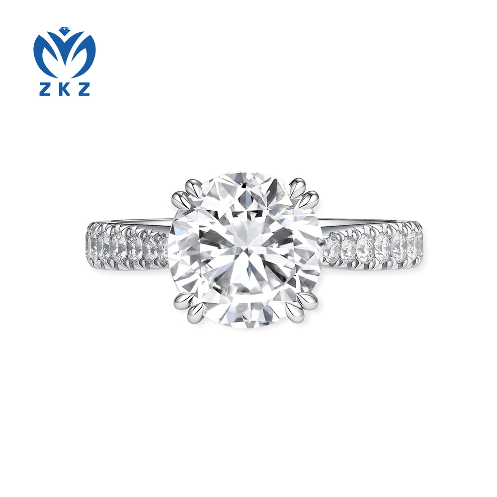 Round Shaped DEF VVS 3ct Graf Double Prong Diamond Engagement Ring Size US 6.75 ZKL-03 1
