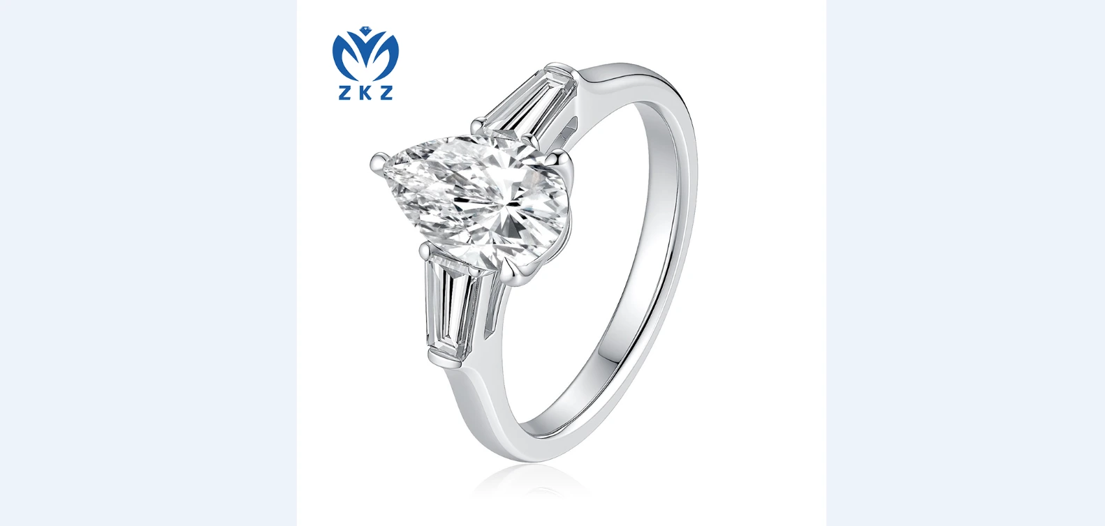 1.51CT D VS2 IGI Certified Lab-Grown Pear Three Stones Design Ring Diamond Ring, US 5.75 Ring Size  , ZKL-14 1