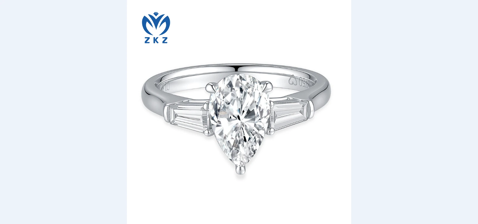 D VVS1 1.61CT IGI Certified Lab-Grown Pear Three Stones Design Ring Diamond Ring, US Size 6.25, ZKL-14-1773819450061109 1