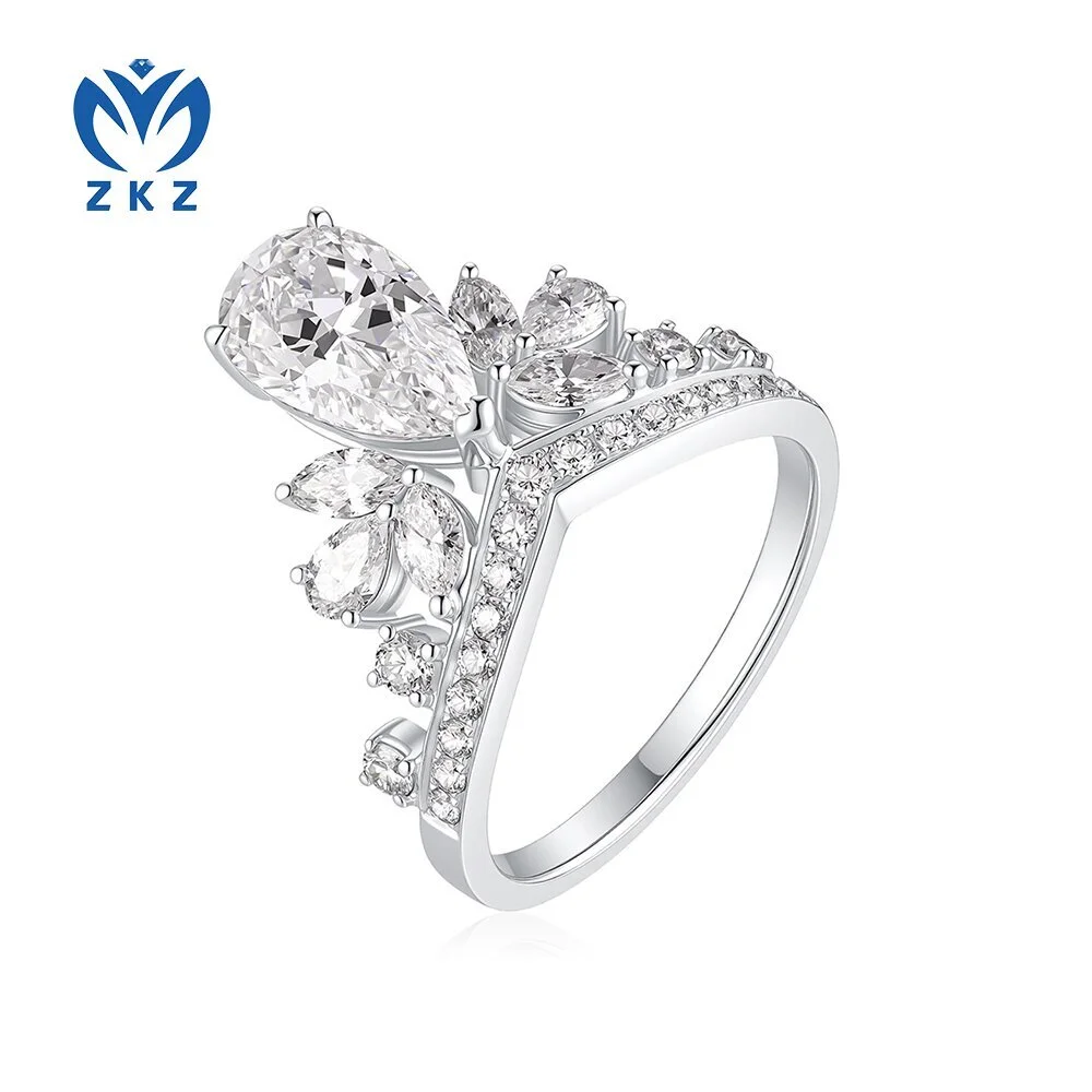 IGI-certified laboratory-grown pear-shaped diamond ladies' ring, 1.55 carats, D color, VS1 clarity, US size 6.25, ZKL-08 1