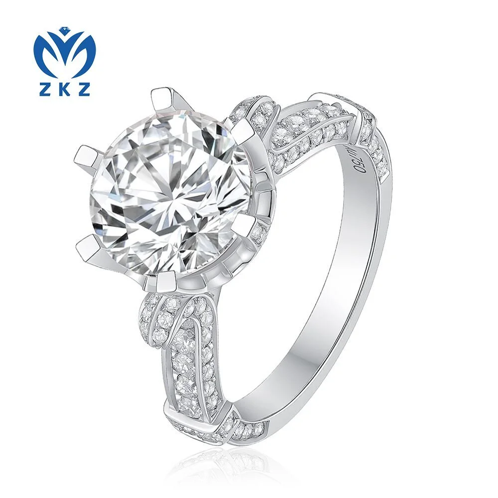 Laboratory-cultured Swan Lake diamond ring made of 18K white gold. 3.11 ct F VS1 IGI certified, US size 6.5, ZKZ-252 1