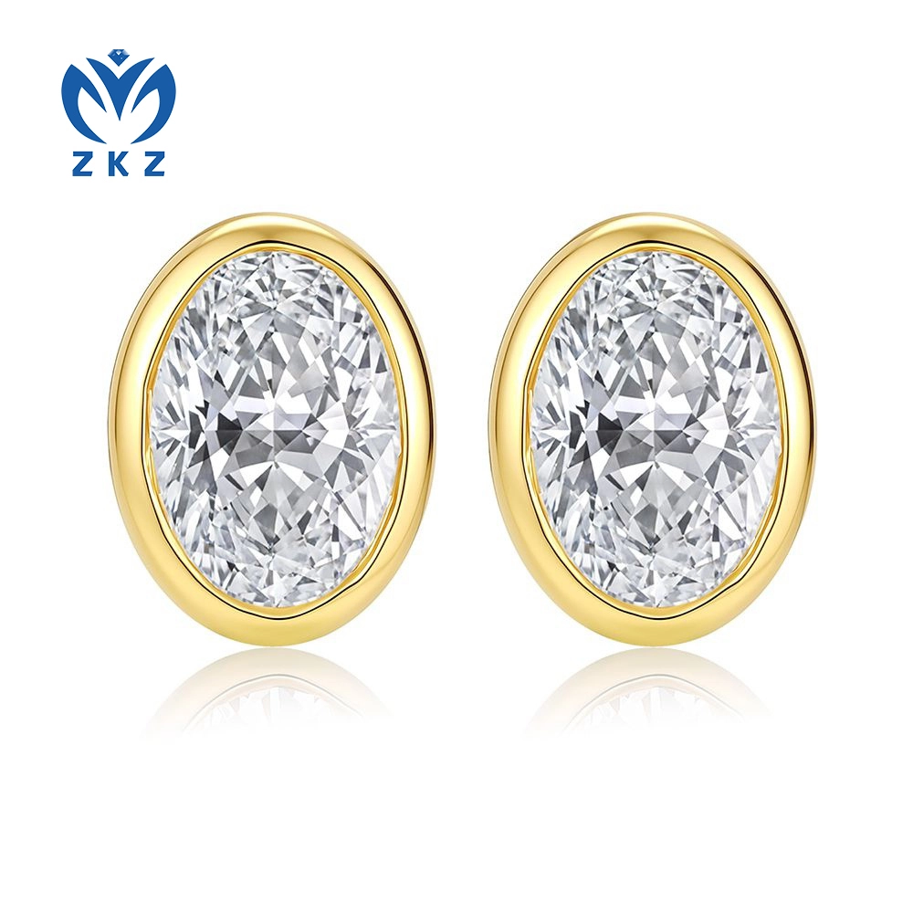 2.013ct DEF VVS Lab-grown Oval-shaped diamonds Bezel setting Earrings, ZKZ-273 1