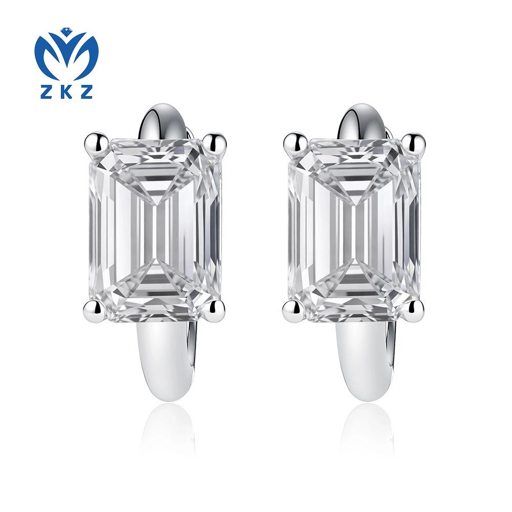 2.066ct DEF VVS Lab-grown Emerald-shaped diamonds Earrings, ZKZ-279 1