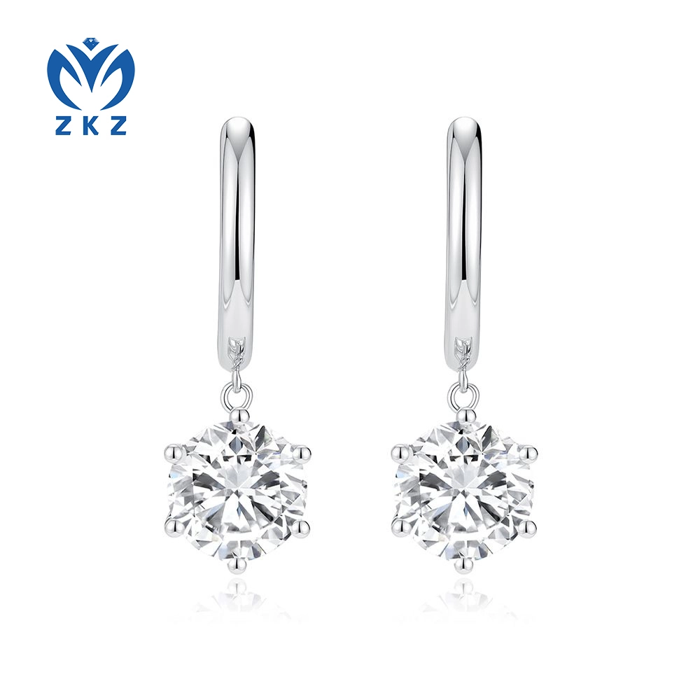 2.123ct DEF VVS Lab-grown Round-shaped Diamond Six Prong Earring, ZKZ-280 1