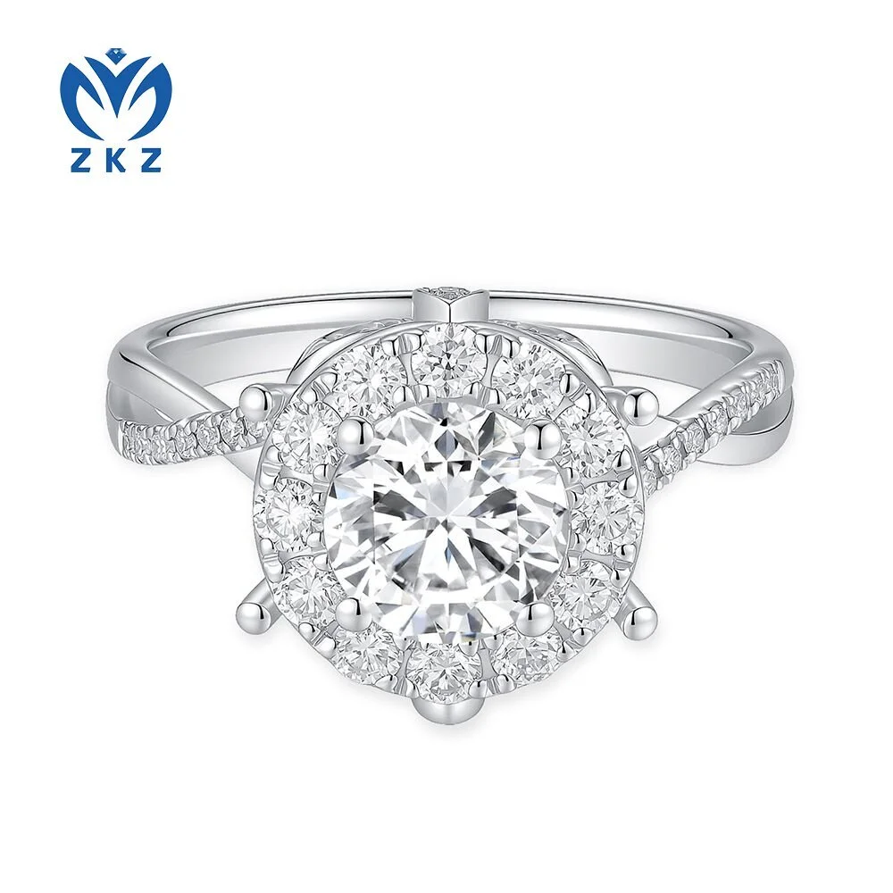 18K white gold laboratory-grown diamond engagement ring Royal Estate diamond ring 1.089ct DEF VVS ZKL-32 1