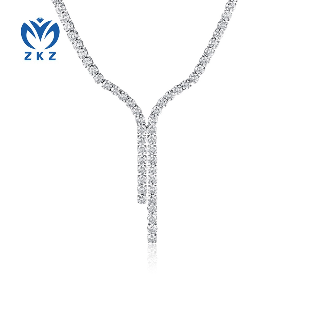 ct DEF VVS Lab-grown Round-shaped  Full Diamond Necklace, ZKZ-293 1