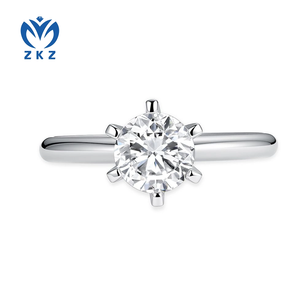 ClassicT Six Prong Round-Shaped F VS2 3.01ct White Gold Diamond Ring Size US 6.75 ZKL-31 1