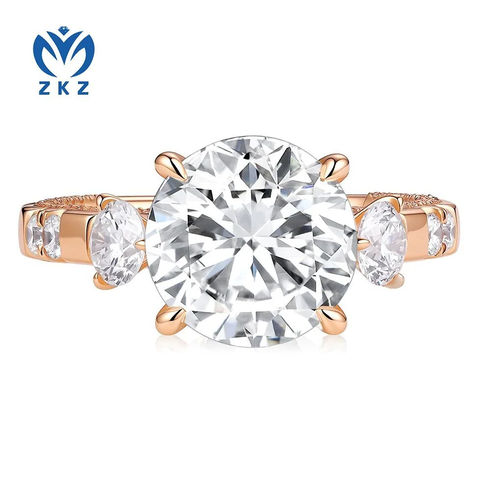 Lab-grown octagonal-cut diamond ring in 18K rose gold, 3.11 ct, F VS1, ZKZ-227 1
